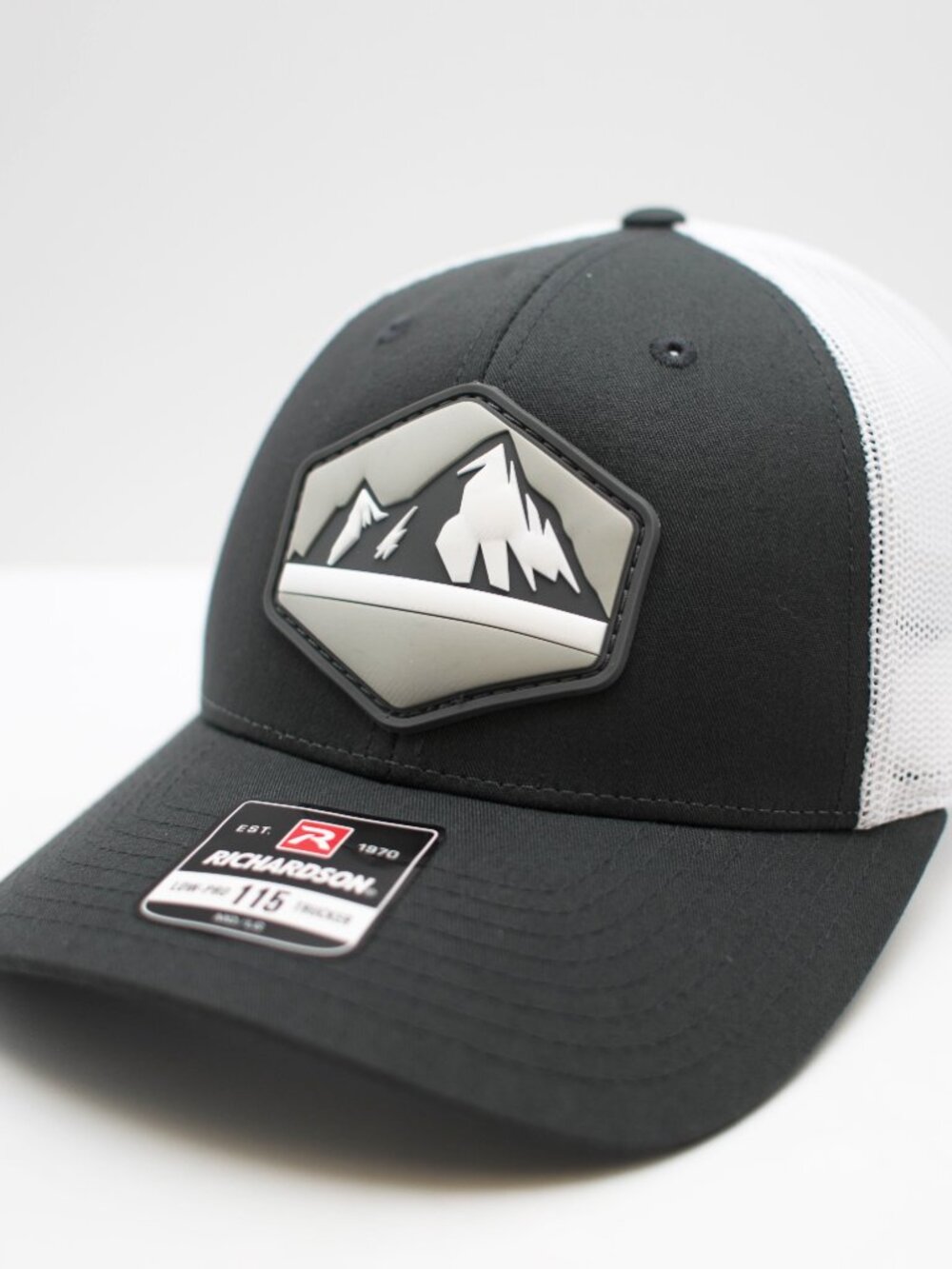 HGP Richardson 115 Mesh Back Snapback Hat White & Gray Mountain PVC Patch